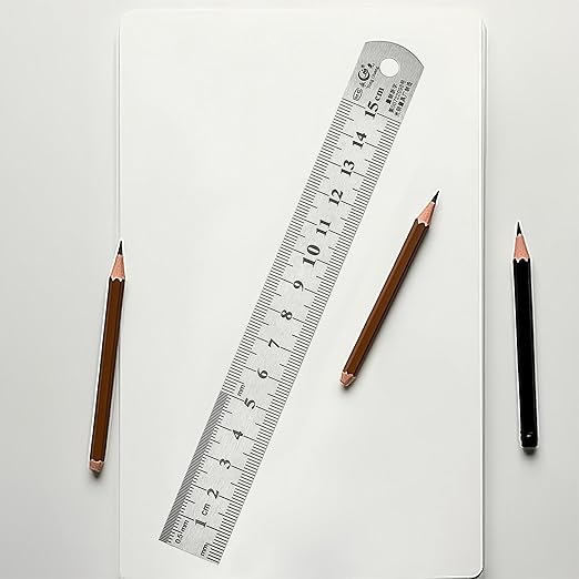 6 Inch Stainless Steel Ruler Set, Straight Edge Metal Rules with Inch Metric Scales, 10-Pack