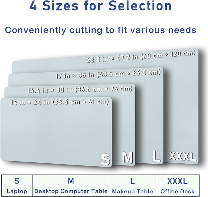 Boutilon Leather Desk Pad Protector,Non-Slip Mouse Pad,Laptop Desk Pad,Office Mouse Mat,Waterproof Leather Desk Blotter,Desk Writing Pad for Office and Home (M-Silver,30"x14")