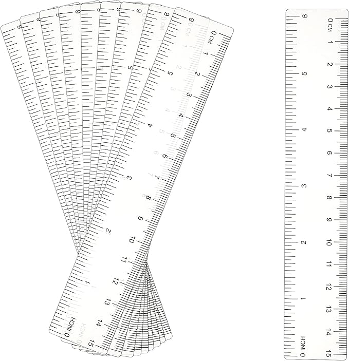 DIVINA VITAE 10 Pack Clear Ruler 6 Inch Small Plastic Ruler Transparent Straight Ruler Flexible Ruler Measuring Tool Rulers Bulk for Kids School Office Classroom, 576636_1_zWAU8HANR