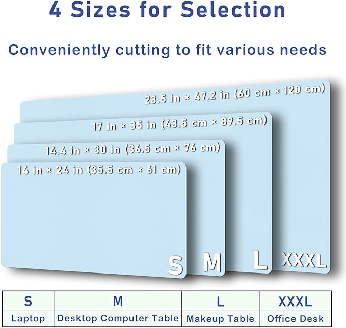 Boutilon Leather Desk Pad Protector,Non-Slip Mouse Pad,Laptop Desk Pad,Office Mouse Mat,Waterproof Leather Desk Blotter,Desk Writing Pad for Office and Home (XL-Light Blue,35.4"x 15.7")