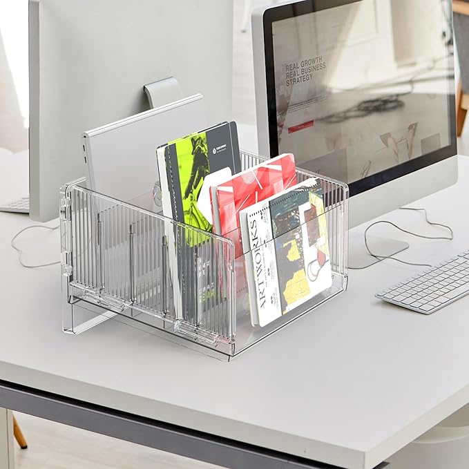 File Sorter Organizer, 5 Sections Acrylic Letter Tray for Desk, Mail Organizer Letter Holder for Envelopes, Mail, Electronics 1Pack