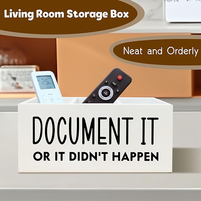 Funny Pen Holder for Desk, HR Human Resource Office Decor, Office Humor Gifts for Coworkers, Document It or It Didn't Happen Wooden Pen Pencil Holder Organizer for Desk Accessories