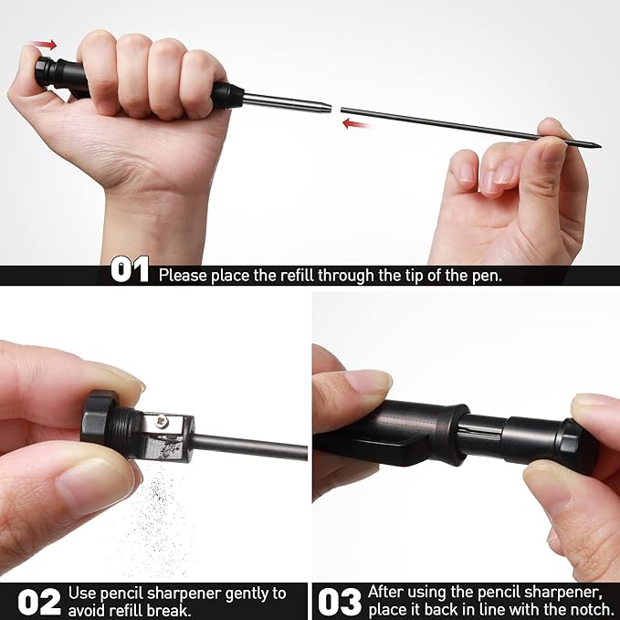 Hiboom 5 Pcs Mechanical Carpenter Pencil, 30 Pcs Refills Needle Nose Tip Hole Marker with Built in Sharpener, Scribe Making Tools for Woodworking, Design Patent (Yellow, Red, Green, Blue, Black)