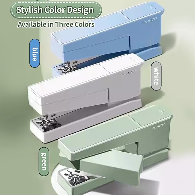 Swing-Arm Desktop Stapler, 360° Rotating Base, 25-Sheet Capacity, Fits 24/6 & 26/6 Staples, Durable Metal Build with Non-Slip Pad for Office & Home Use (Green)