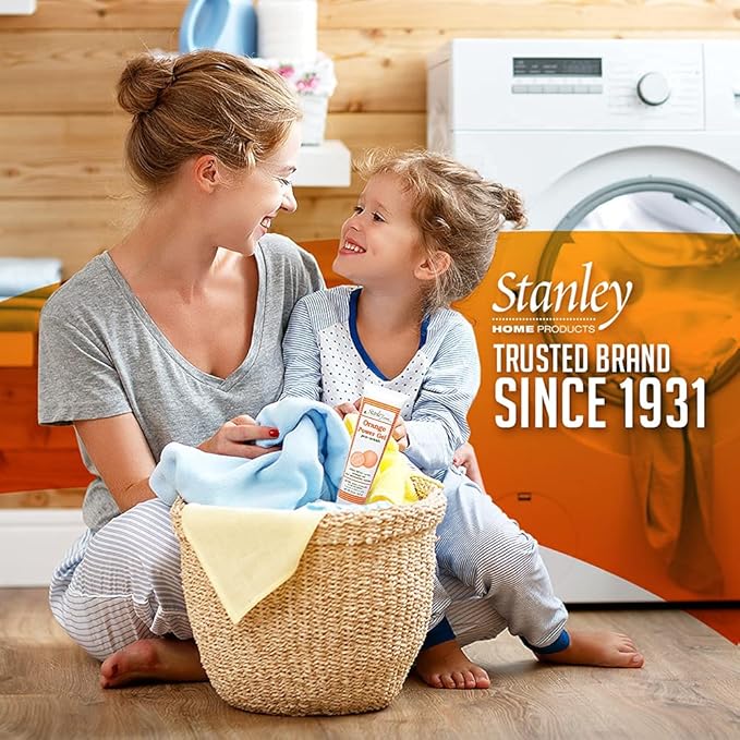 Stanley Home Products Orange Power Gel Pre Wash - Laundry Stain Remover - Spot Treat Tough Stains Works Immediately Cleans and Deodorizes Fabrics Ideal for Blood Oil Grease and More - 2 Pack