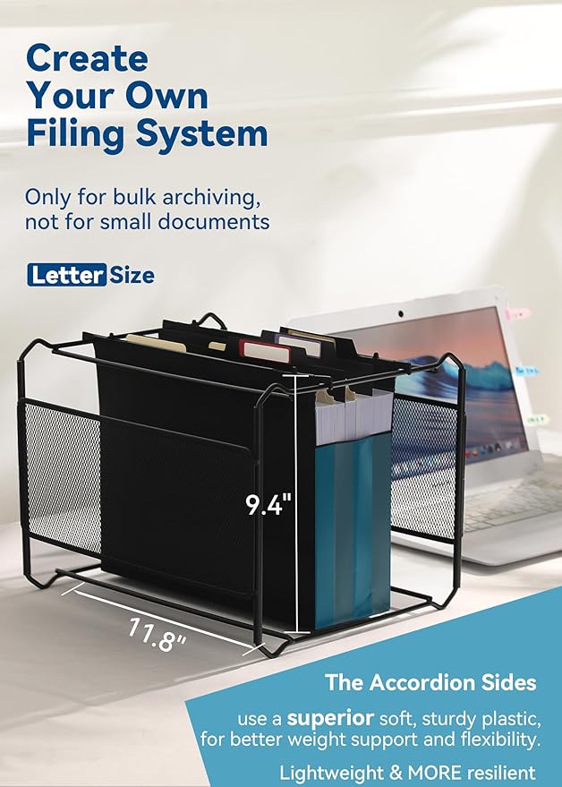 Plastic High Capacity Hanging File Folders, 4" Expanding Pocket with Movable Dividers, Heavy Duty for Filing Cabinet, Insertable Tabs, Letter Size - 6 Pack