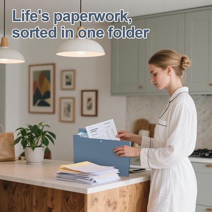 20Pack Accordion File Organizer Expanding File Folder with 8 Pockets, Bulk Letter Size Portable Paper Document Organizer for Office Home Business Supplies, Blue