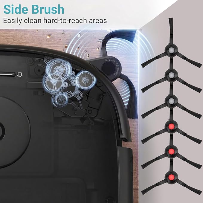 26 Count Replacement Kit for Eufy E25 / E28: 1 Pair Main Brushes, 2 Roller Mops, 4 HEPA Filters(Right), 6 Side Brushes, 6 Dust Bags, 6 Scented Tablets (for Dust Bag Odor Control) + Cleaning Brush