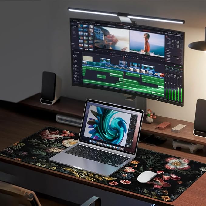 HAOCOO Vintage Aesthetic Floral Plant Desk Mat, Desk Matt for Desktop, Large Mouse Pad Drom Decor, Keyboard Mats for Desk, Computer Desk Cover Mat for Office, Home and School Accessories