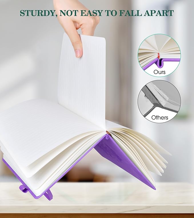 Lined Journal Notebook for Women, A5 200 Pages Hardcover Leather Journals for Writing, Thick Daily Journaling, College Ruled Notebooks for Work School, Note Taking, Business 5.75'' X 8.38'' Purple