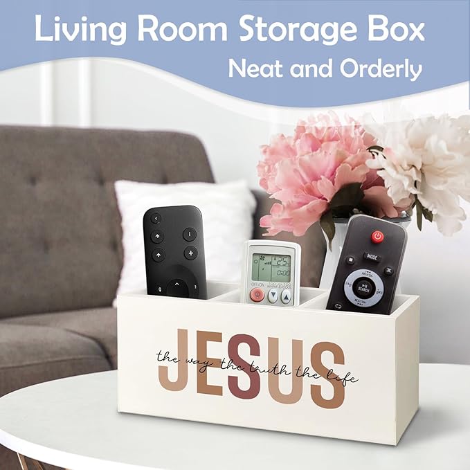 SNNDER Retro Christian Pen Holder for Desk, Christian Jesus Gifts for Women Men, Jesus the Way the Truth the Life Wooden Pen Pencil Holder Organizer for Home Office Desk Accessories