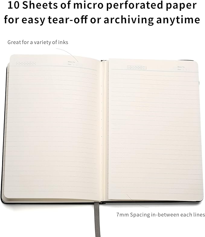 Deziliao Lined Journal Notebooks with Pen Loop, Hardcover Notebook Journal for Work, 100Gsm Premium Thick Paper with Inner Pocket, Medium 5.7"x8.4", (Black, Ruled)