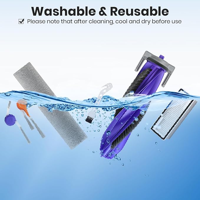 Bluevisk 21 Pack Replacement Accessories Parts for Narwal Flow Replacement Parts Compatible with Narwal Flow Robotic Vacuum Parts with 2 Roller Brush,2 Mops,4 HEAP,6 Dust Bags,6 Side Brushes,1 Brush