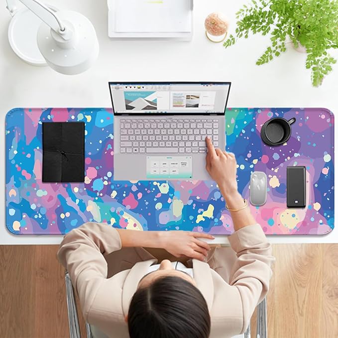 Pretty Abstract Blue Gaming Desk Mat, Computer Keyboard Large Extended Long Mouse Pad for Office and Home, XL (W14)