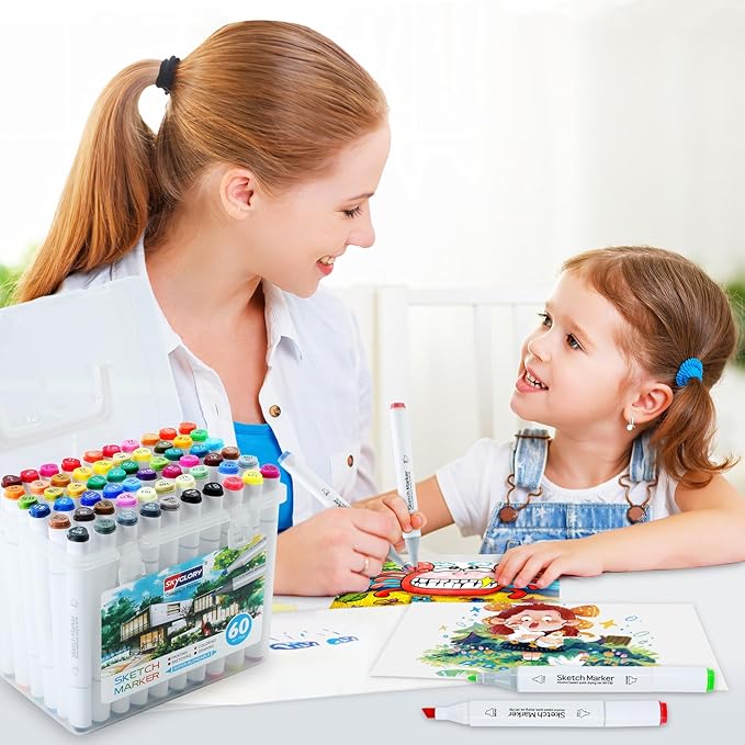 60 Alcohol Markers, Dual Brush Tip Art Markers, Coloring Marker for Adults Illustration Book Painting Card Making