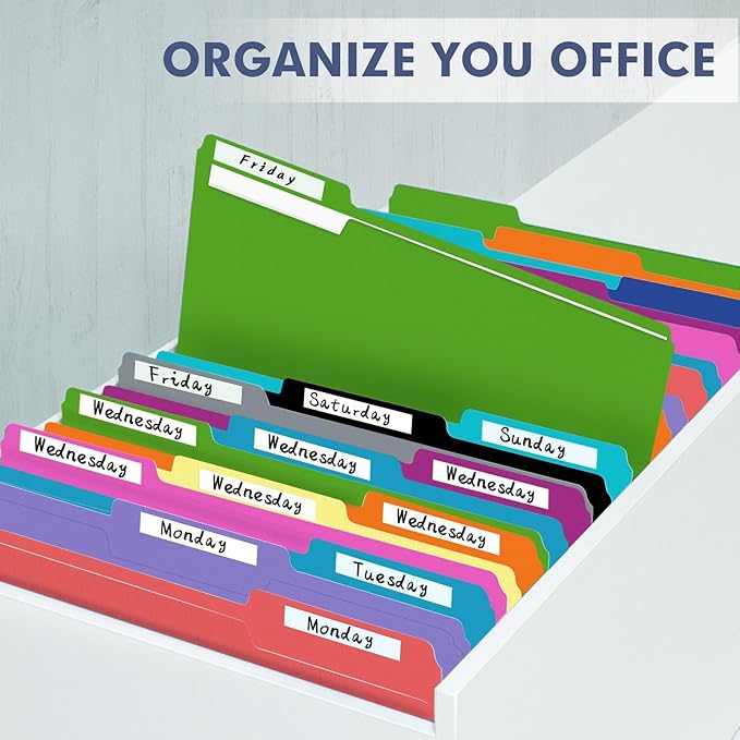 File Folder, PANDRI 170 Pack Colored File Folder, 1/3 Cut Tab, Letter Size, Assorted 12 Colors Filing Folder for Office School Business