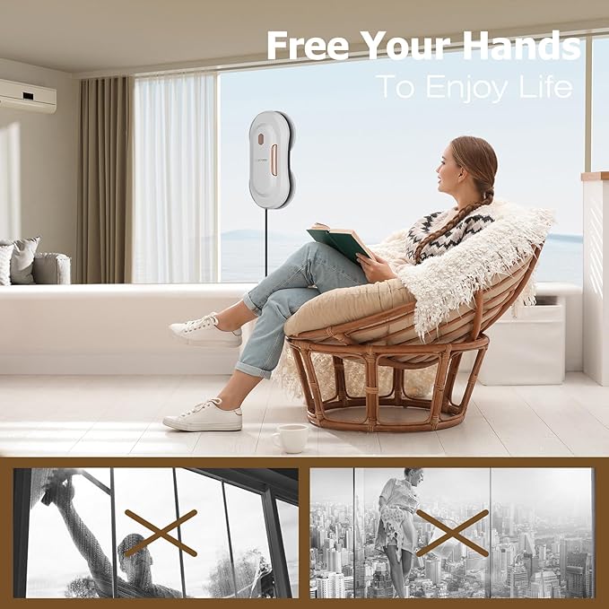 CHOVERY CL3 Window Cleaner Robot with Dual Water Spray Automatic Window Cleaning Washer Robot with Remote Control 3000Pa Suction Glass Cleaning Cleaner for Vertical Surface/Glass/Door