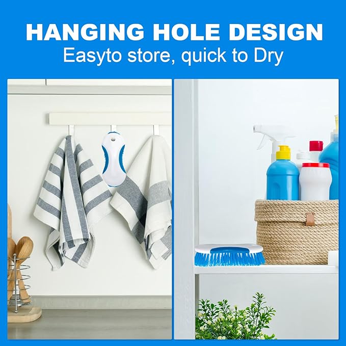 6.3" Multi Purpose Heavy Duty Scrub Brush with Non-Slip TPR, Cleaning Brush with Stiff Bristles for Tile Floors,Walls, Carpet, Tubs,Sink ,Blue