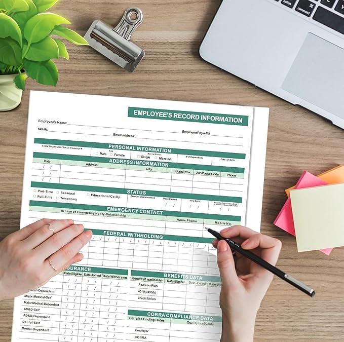 Employee Personnel File Folders (25 Pack), 9.5 * 11.5inch, 2 Inner Pockets, for Letter Size Paper, Storage of Employee Records and Forms, Confidential&Secure, Large Capacity, Convenient and Practical