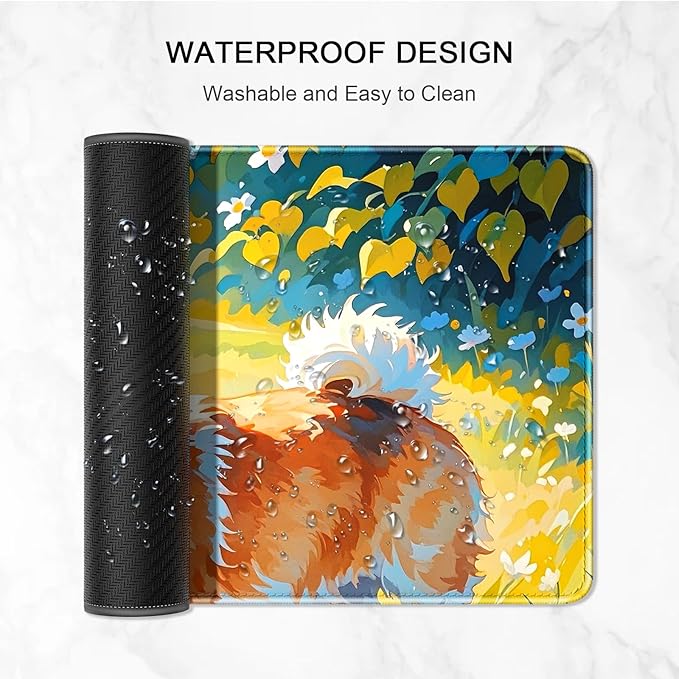 Auhoahsil Large Gaming Mouse Pad, Animal Theme XXL 35.4 x 15.7 in Desk Pad Stitched Non-Slip Rubber Long Computer Mousepad Thin Extended Full Size Desk Mat for Desktop, Laptop, Wireless Mice, Corgi