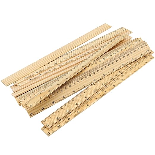 MANCHAP 144 PCS 12 Inch Wooden Rulers, Double Sided Pine Wood School Ruler, Wood Measuring Ruler for Home, and Office, 2 Scales (12 Inch and 30 CM)