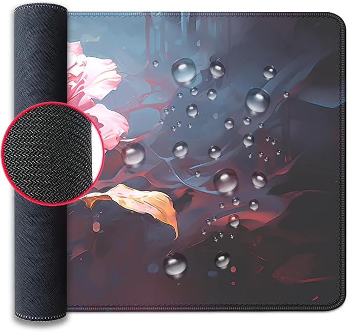 Artistic Flowers Mouse Pad,XL Floral Mousepad Desk Pad with Stitched Edges,Non-Slip Waterproof Rubber Base Mouse Mat Desk Mat for Office Computer Keyboard Laptop Home(27.5x11.8 in)