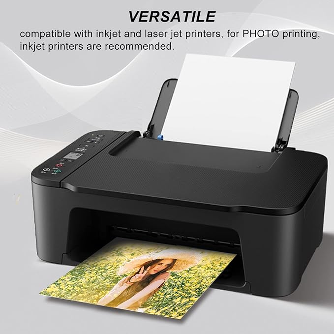 Self-Adhesive Photo Paper, Glossy Sticker Paper for Inkjet Printer, 8.5 x 11 Inch, 100 Sheets, 135 gsm, Letter Size, by ESHANG