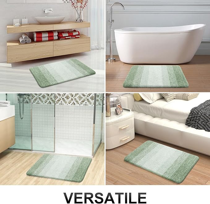OLANLY Bathroom Rugs Mat 30x20, Extra Soft Absorbent Microfiber Bath Rugs, Rubber Backing, Quick Dry, Machine Washable Bath Mats for Bathroom Floor, Tub and Shower, Home Decor Accessories, Sage Green