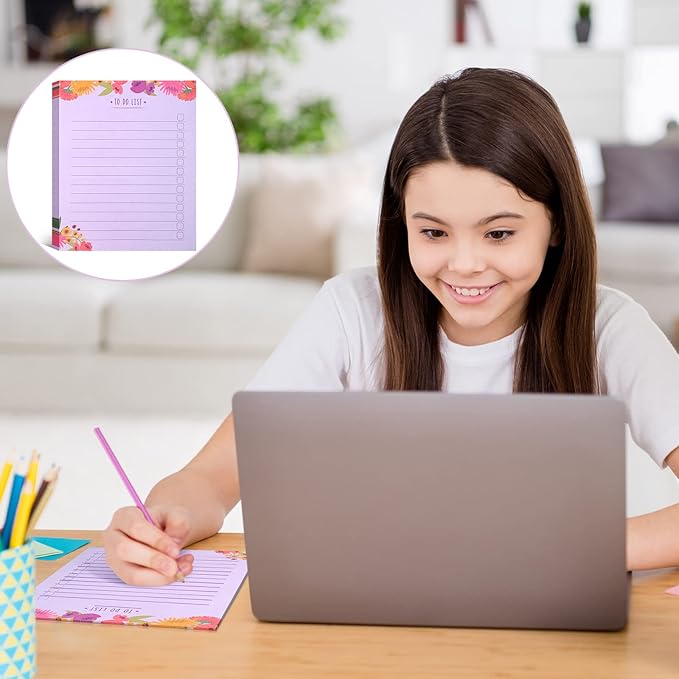 300 Sheets to Do List Notepad Daily Checklist Sticky Notes Cute Undated Memo Pad Color Block to Do Note Pad Weekly Plan Agenda and Organizer Planners for College(Bloom Style,10.5 x 8.5 Inch)