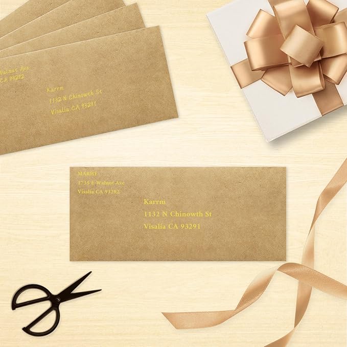 100 Pack #10 Business Envelopes, Brown Kraft Standard Envelopes Self Seal, Letter Size Mailing Envelopes for Checks Letters Invoices Christmas Birthday Graduation Wedding, 4 1/8 x 9 1/2 Inch
