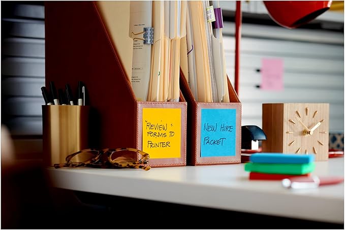 Post-it Super Sticky Notes, 5 Sticky Note Pads, 3 x 3 in., School Supplies, Office Products, Sticky Notes for Vertical Surfaces, Monitors, Walls and Windows, Sunnyside Yellow
