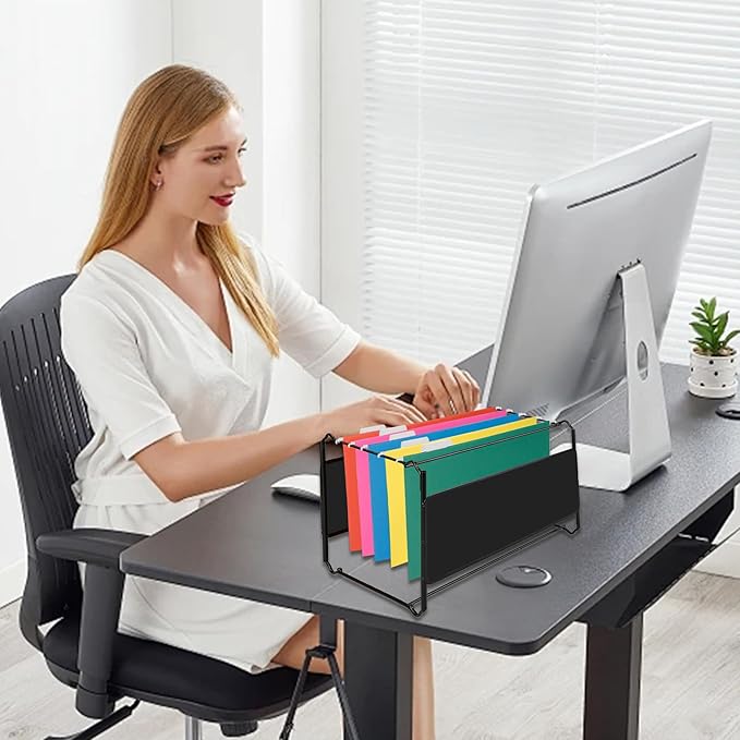 Black Hanging File Folders,50 Packs Letter Size File Folder,Designed for Bulky Files,Filing Cabinet,1/5 Adjustable Tabs for Office,School,Home