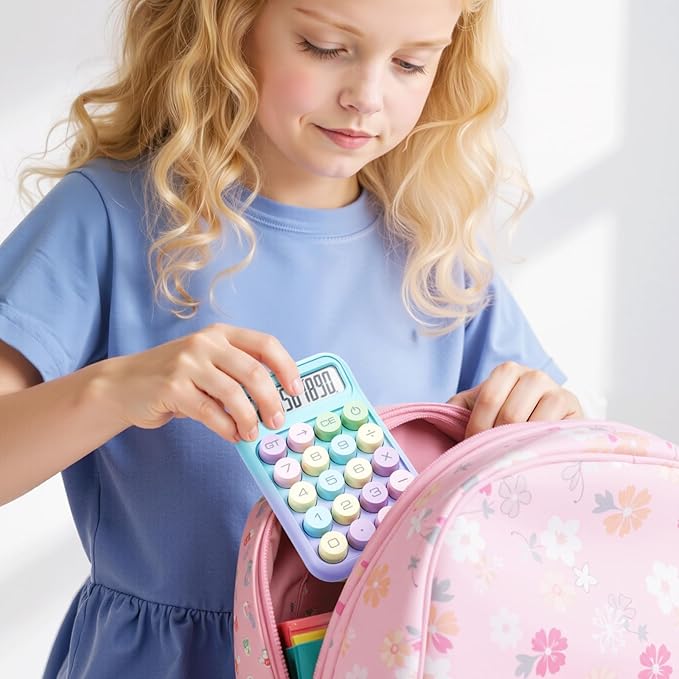 M&G Mechanical Switch Calculator, 10 Digit Basic Desk Calculator, Large LCD Display and Big Buttons, Cute Small Calculators Gift for Children Students Teacher