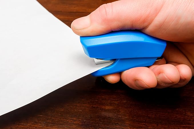 Aria Premium Mini Stapler Set by PraxxisPro - with Built-in Staple Removers, 2000 Standard Staples Included - for Office, School, and Travel, Set of 2, Blue & Pink