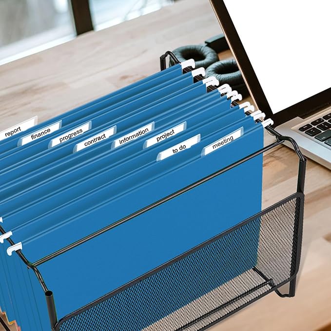 HERKKA Hanging File Folders, 30 Pack Reinforced Letter Size Hanging Folders, Designed for Bulky Files, Filing Cabinet, 1/5-Cut Adjustable Tabs (Lightblue)