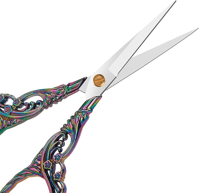 4.7 INCH,Embroidery Scissors Small Sewing Scissors With Cover,Sharp pointed tip,Travel Scissors In A Pouch,Stainless Steel Crochet Scissors for Craft Art Work Color Titanium.