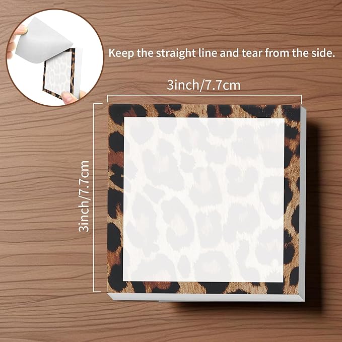 Sticky Notes, 2 Pads, 3x3 inches, Cute Colorful Fun Self-Stick Note Pads, Easy Post, Strong Adhesive Notepad Cute Black Leopard