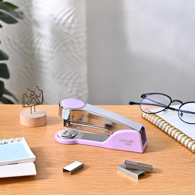 Temiary Metal Desktop Stapler with 2000 Staples Standard, 25 Sheet Capacity, Jam Free, Reduced Effort, for Desk Classroom Office Supplies (Purple)