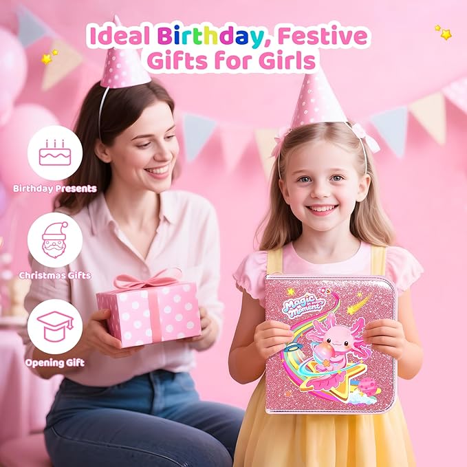 72PCS Fruit Scented Markers Set - Art Coloring Drawing Kits for Kids with Axolotl Pencil Case, Art Supplies for Kids Ages 4 6 8,Stationary Set Pencil,Crayon&Markers Stuff,Birthday Gifts Toys for Girls