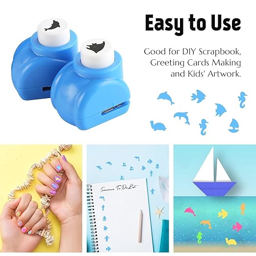 LOVEINUSA 10-Piece Sea Animal Shaped Craft Punch Set for DIY Crafting, Scrapbooking, Journaling, Greeting Cards, Photo Albums, Envelope Punch Board and Festival DIY Paper Projects
