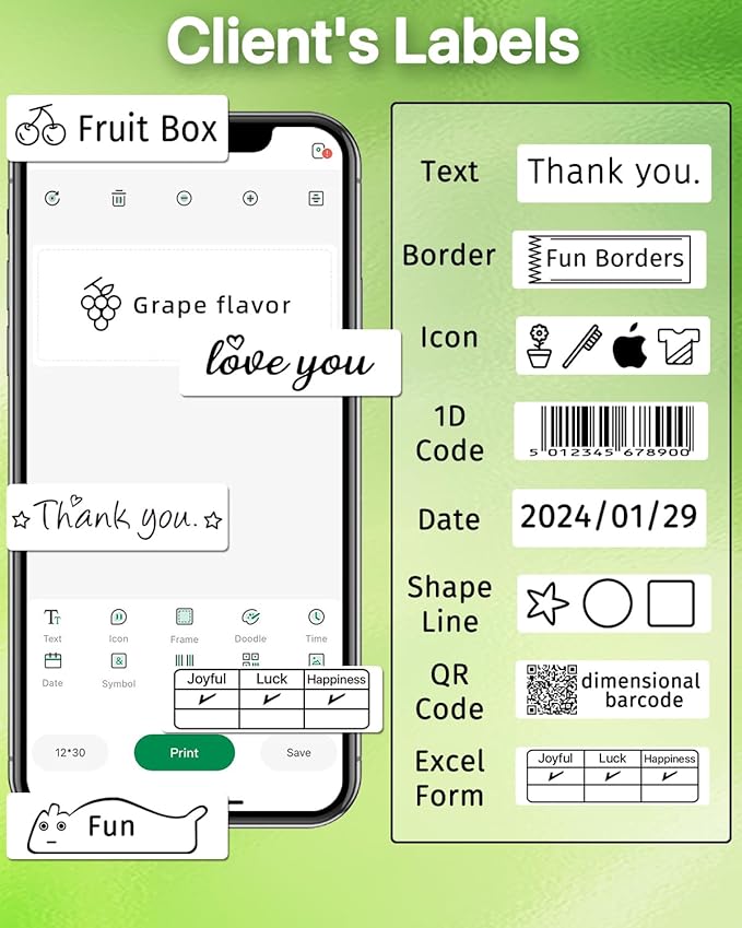 D30 Label Tape 3 Rolls White Thermal Sticker Paper Compatible with Phomemo D30 Printer 12mm x 40mm Label Maker Tape Refills Self-Adhesive Thermal Labels 160 Pcs/Roll