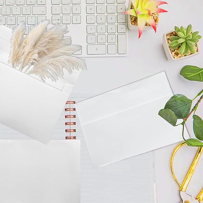 A7 Self Seal Envelopes, 100 Packs 5x7 for Invitations, Greeting Cards, Mailings, Printable Invite, Wedding, Party, Photos, Postcards, Standard Letter Size 5" x 7", White