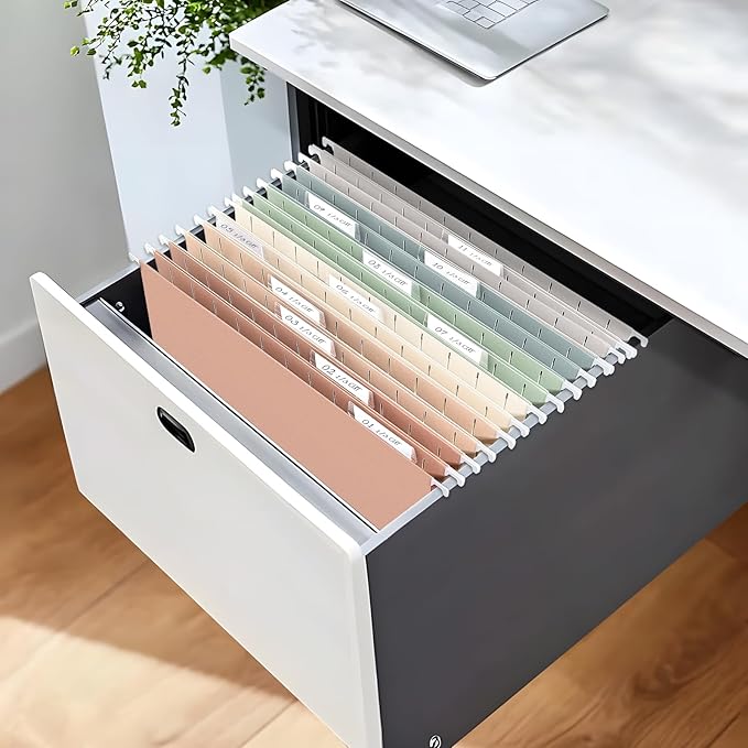 SUNEE Hanging File Folders, 6 Pack Letter Size Hanging File Folders with 1/5-Cut Tabs, Ideal for Home and Office Organization and Papers Classification,Morandi Colors