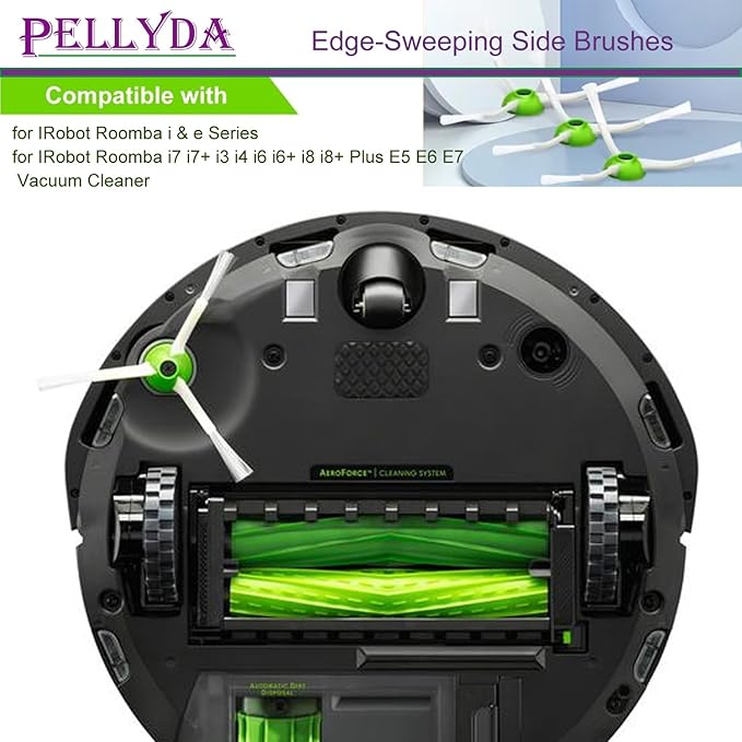 PELLYDA Replacement Parts, Replacement Side Brushes for irobot Roomba i,e&j Series,i3 i3+ i4 i6 i6+ i7 i7+ i8 i8+ E5 E6 E7 Vacuum Cleaner(10 Pack Edge-Sweeping Side Brushes)