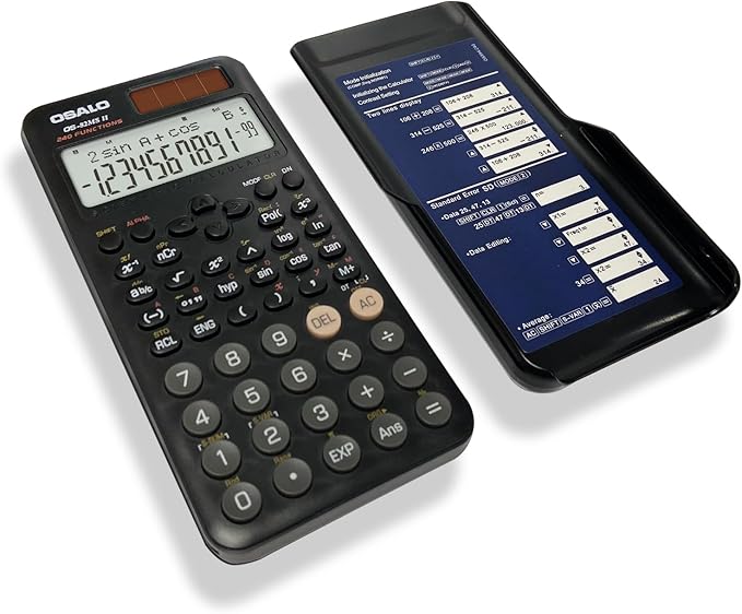 OSALO Scientific Calculator 240 Function 2 Line 10+2 Digits Written Display Solar and Battery Calculators for Middle School College Students (OS 82MS 2nd Edition)