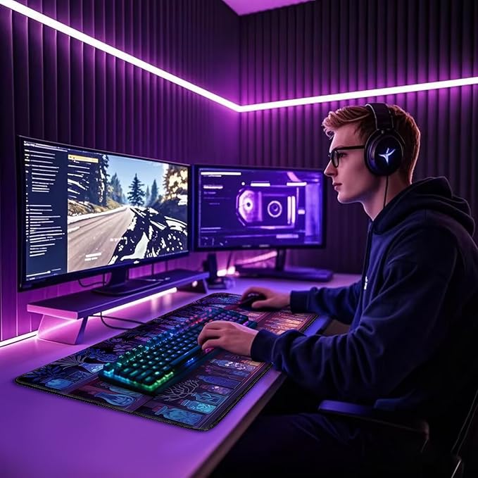 Mystical Potion Bottles Gaming Mouse Pad 31.5"x15.7"|XXL Desk Mat, Non-Slip Rubber Base & Stitched Edges - Extended Waterproof Mousepad for PC/Laptop/Office/Home Decor