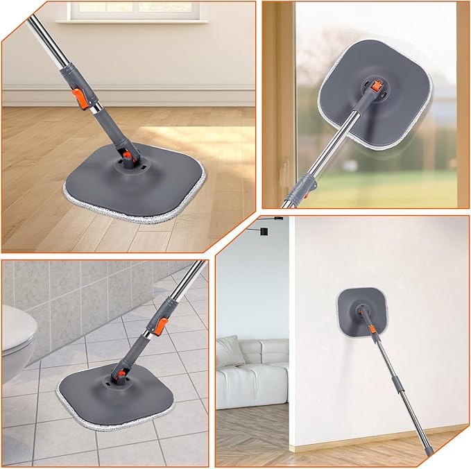 Chabatree Mop and Bucket Set,Spin Mop and Bucket Set with Separate Dirty and Clean Water,2 Replaceable Mop Pads,Deep-Cleaning Mops for Floors, Versatile Mops for Walls