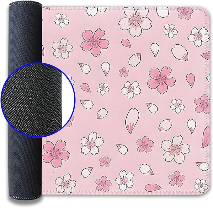 Japanese Cherry Blossoms Extended Desk Pad Mouse Pad,Large Gaming Floral Mouse Mat with Stitched Edges,Non-Slip Rubber Base Mousepad for Office Computer Keyboard Laptop Home(27.5X11.8 in)