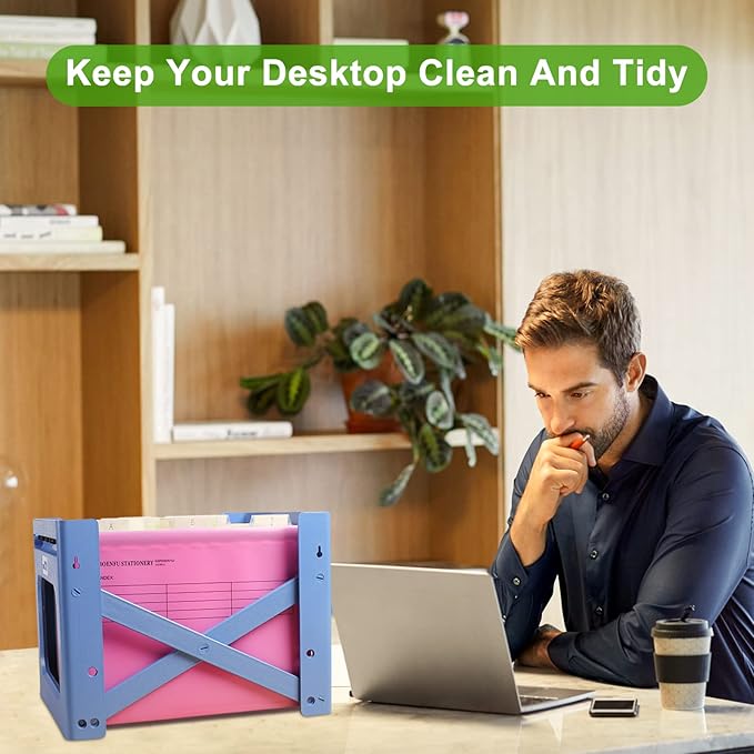 BOENFU 24 Pack Colored Hanging File Folders Letter Size Plastic File Folders with Adjustable Tabs, 2 Markers, Hanging Organizer File Folders for Efficient Filing