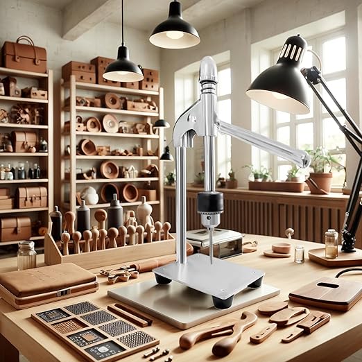 Leather Hole Puncher Leather Press Machine Hand Punching Machine Manual Press Puncher Punch Tools for DIY Craft,with Chuck,3 pcs PP Plate